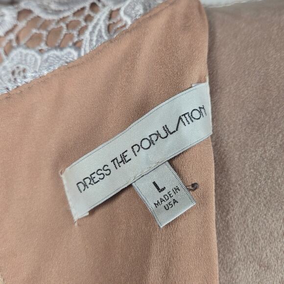 Dress the Population Anna White Crochet Short Sleeve Mini Dress Size Large - Picture 4 of 7